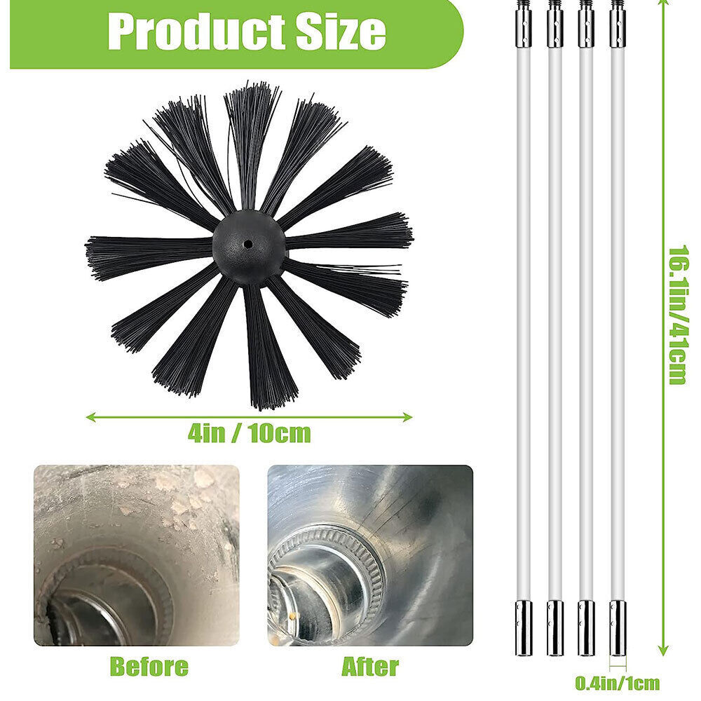 16.1in Soot cleaning Rods Chimney Sweep Set Flue Sweeping Brush & Rod Kit 24pcs