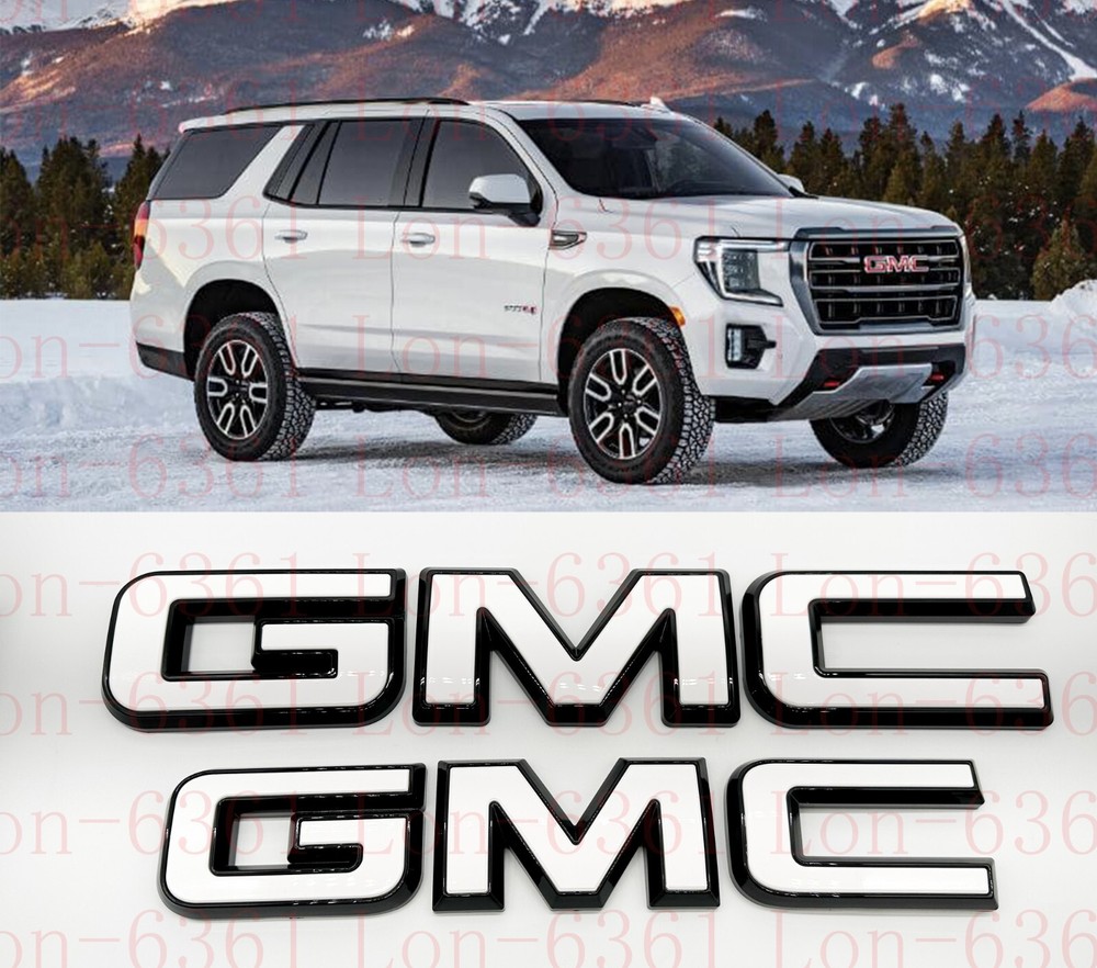 2021-2024 GMC YUKON YUKON XL Front Rear Tailgate White Black OVERLAY Emblem