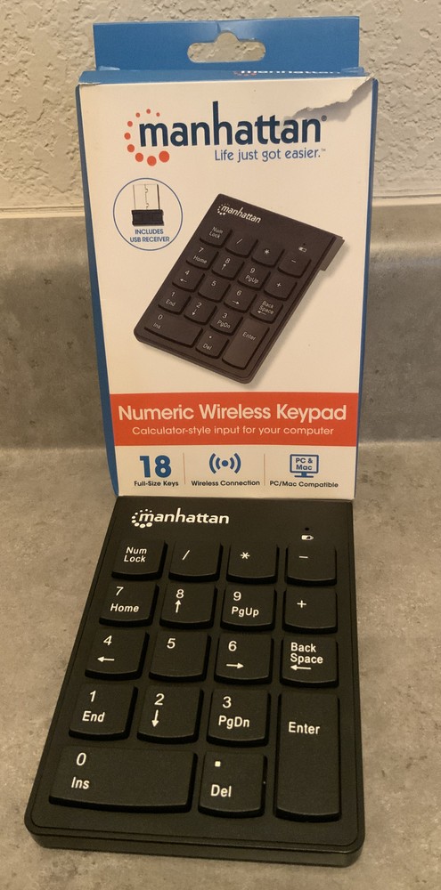 Manhattan Numeric Wireless Keypad 18 Full Size Keys PC/MAC Compatible 179928