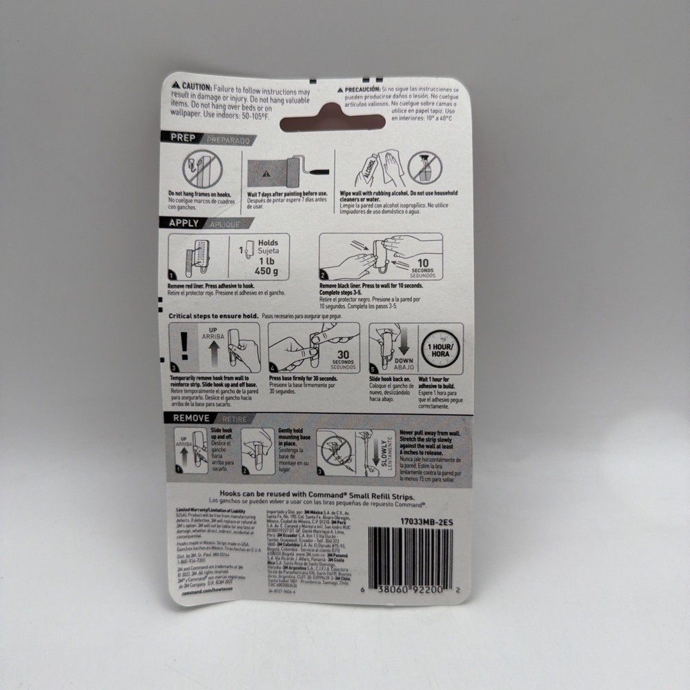 Command Small Matte Black Hooks Holds 1 lb 1 Pack