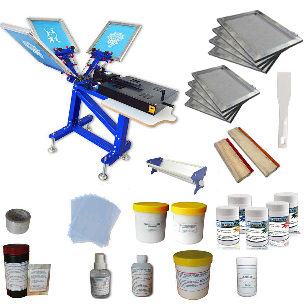 TECHTONGDA 3 Color Screen Printing Kit Printer & Rotary Dryer & Materials Kit