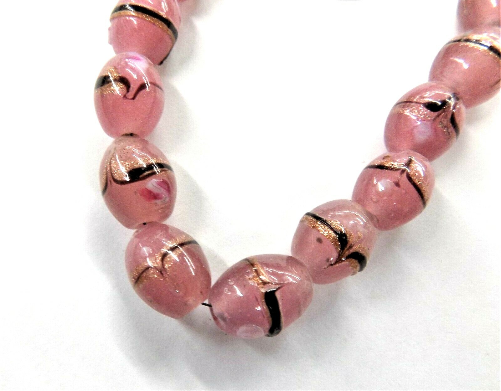 20 Vintage Fancy Pink Venetian Style Lamp Beads African Trade Beads L980 Loose