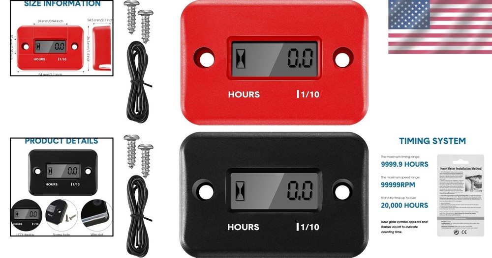 Versatile Hour Meter Set for Gas Engine Vehicles - Waterproof & Shock-Resistant