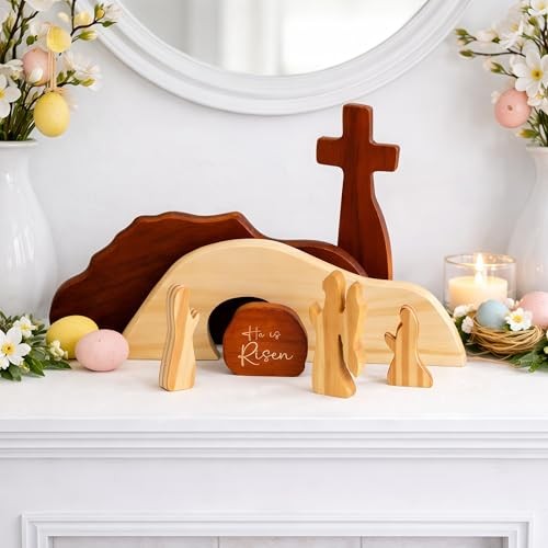 7-Piece Empty Tomb Easter Decoration Set, He is Risen Easter Decor, Nelxi-279