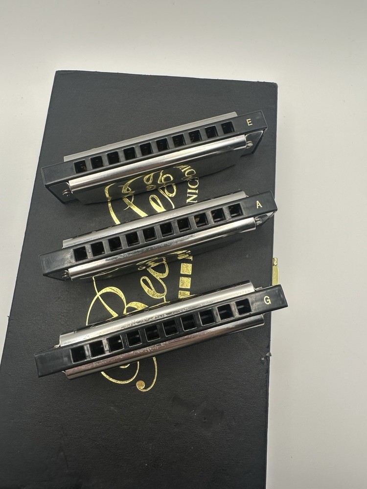 3 Reckless Harmonics With Case Keys E-A-G (3 Harmonicas)