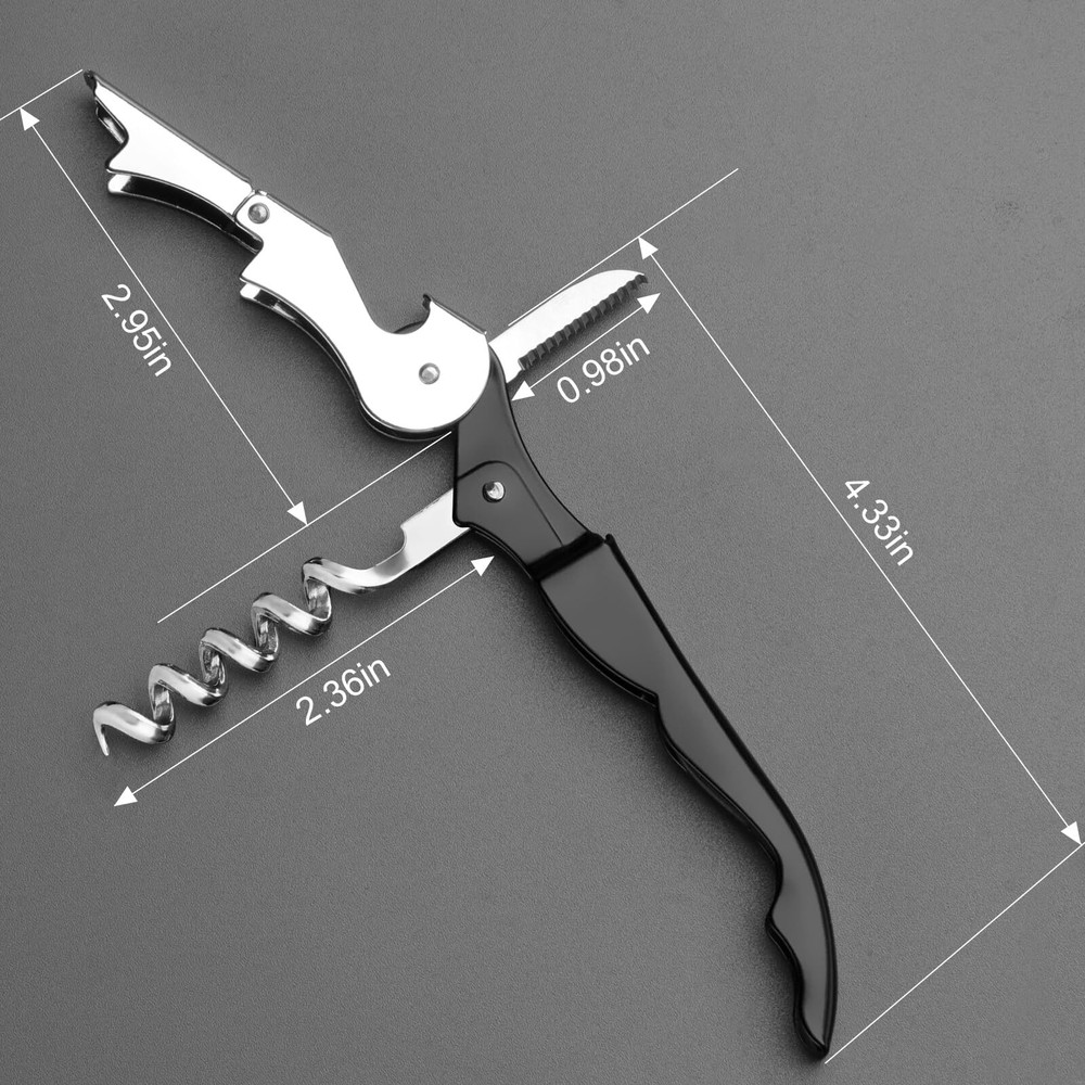 Manual Wine Opener Foldable Server Wine Key Double Hinged Corkscrew With Foil Cu