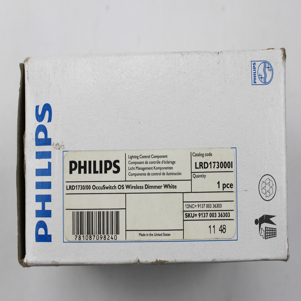 PHILIPS LRD1730/00 OCCUSWITCH OS WIRELESS DIMMER OCCUPANCY SENSOR SWITCH, WHITE