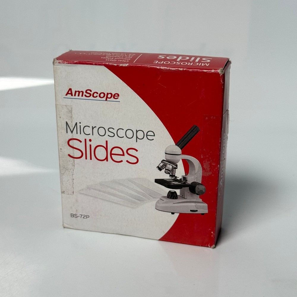 AmScope Microscope Slides 72pc Ground Edges Single Frosted CIB