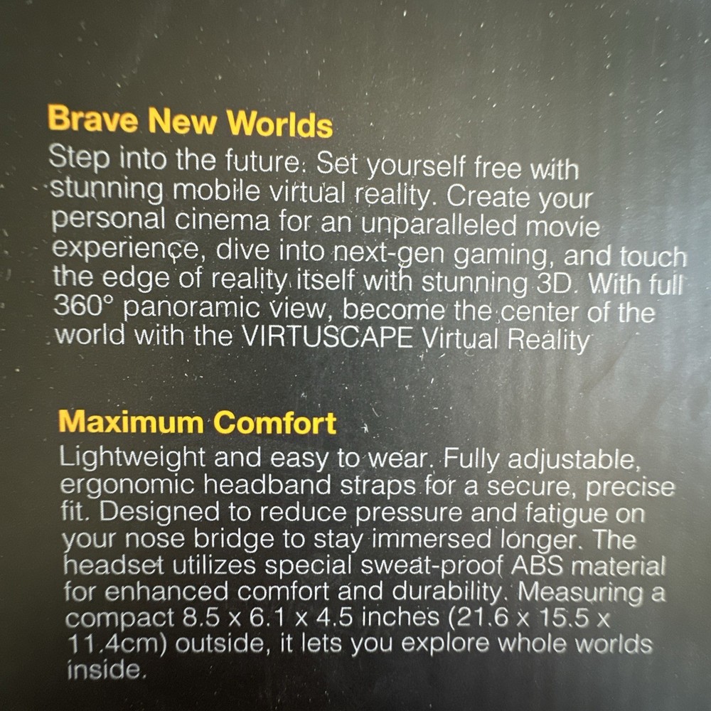 Eclipsevr Virtuscape Virtual Reality Headset New In Box Black