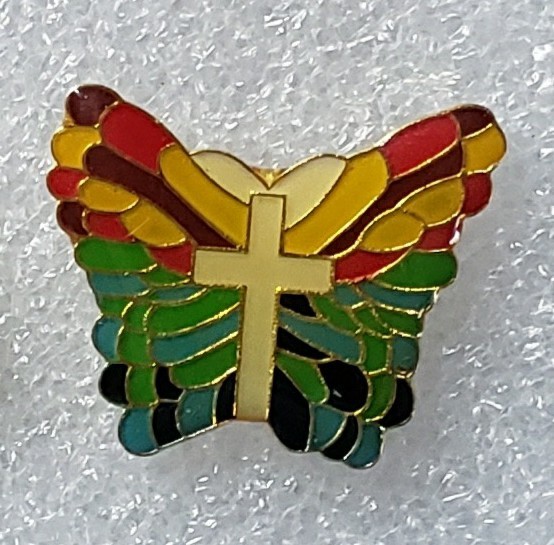 Vintage Butterfly Cross Lapel Pins
