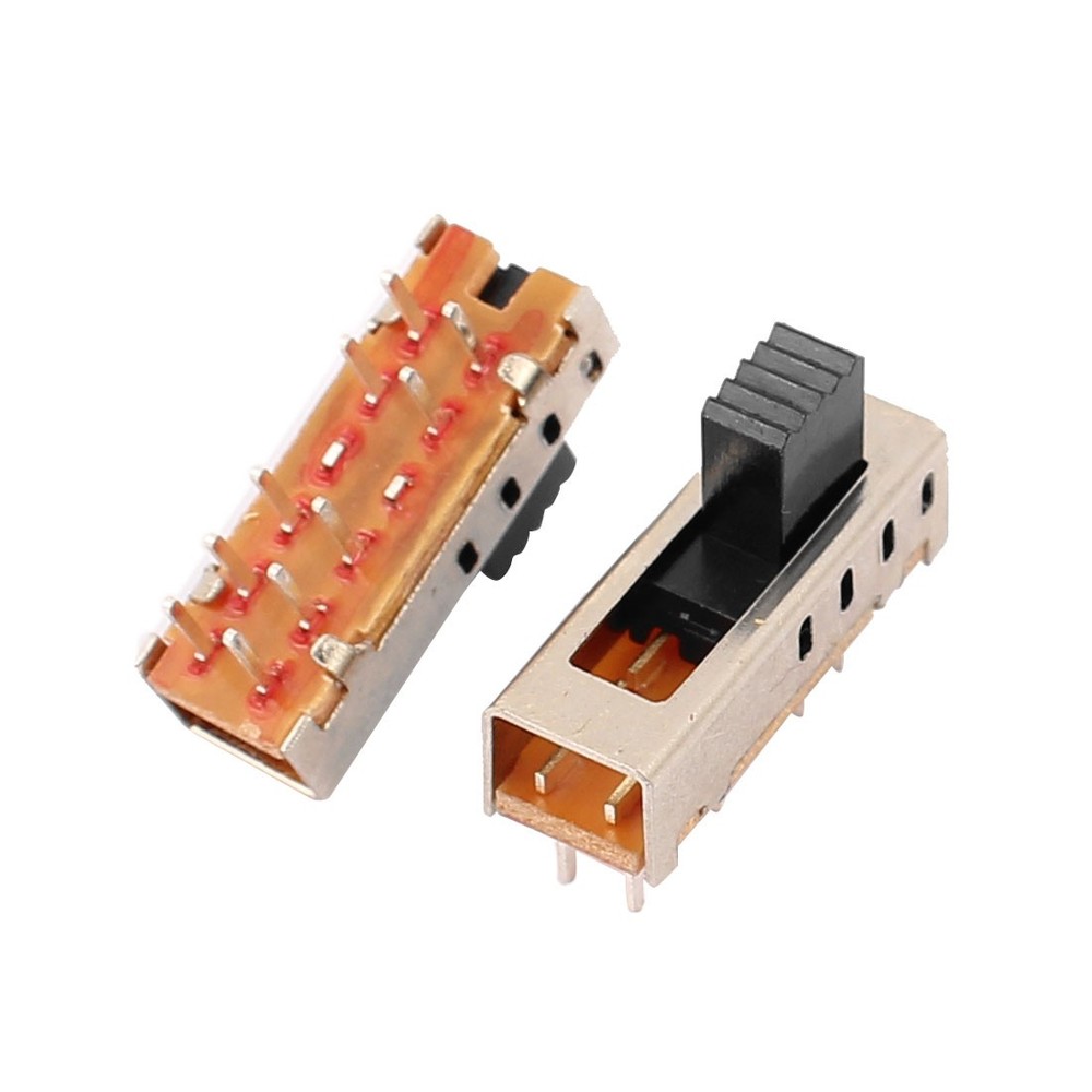 5 Pcs 4 Positions 10P 2P4T Panel Mount Micro Slide Switch Latching Power Switch