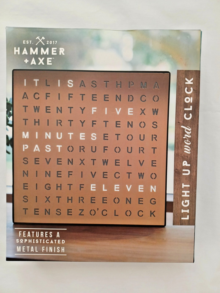 Hammer + Axe Brown Table-Top LED Word Clock - NEW OPEN BOX