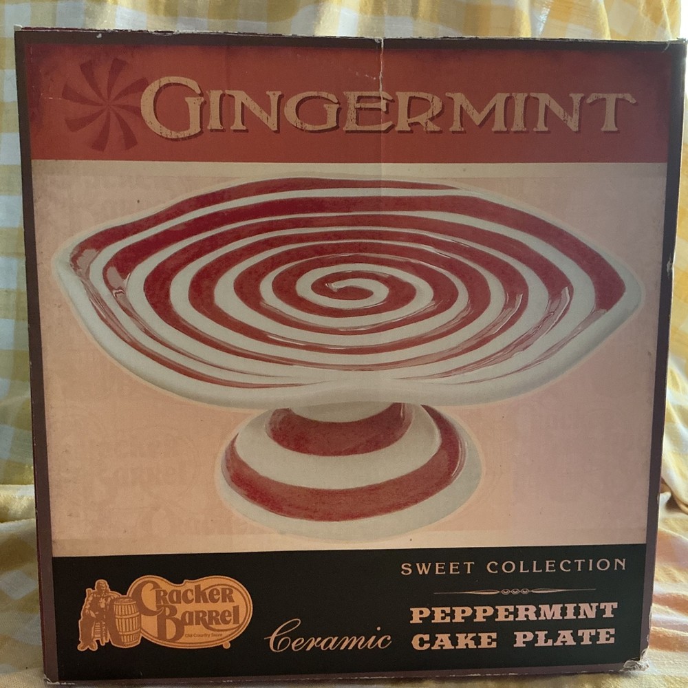 Cracker Barrel Gingermint Peppermint Swirl Cake Stand