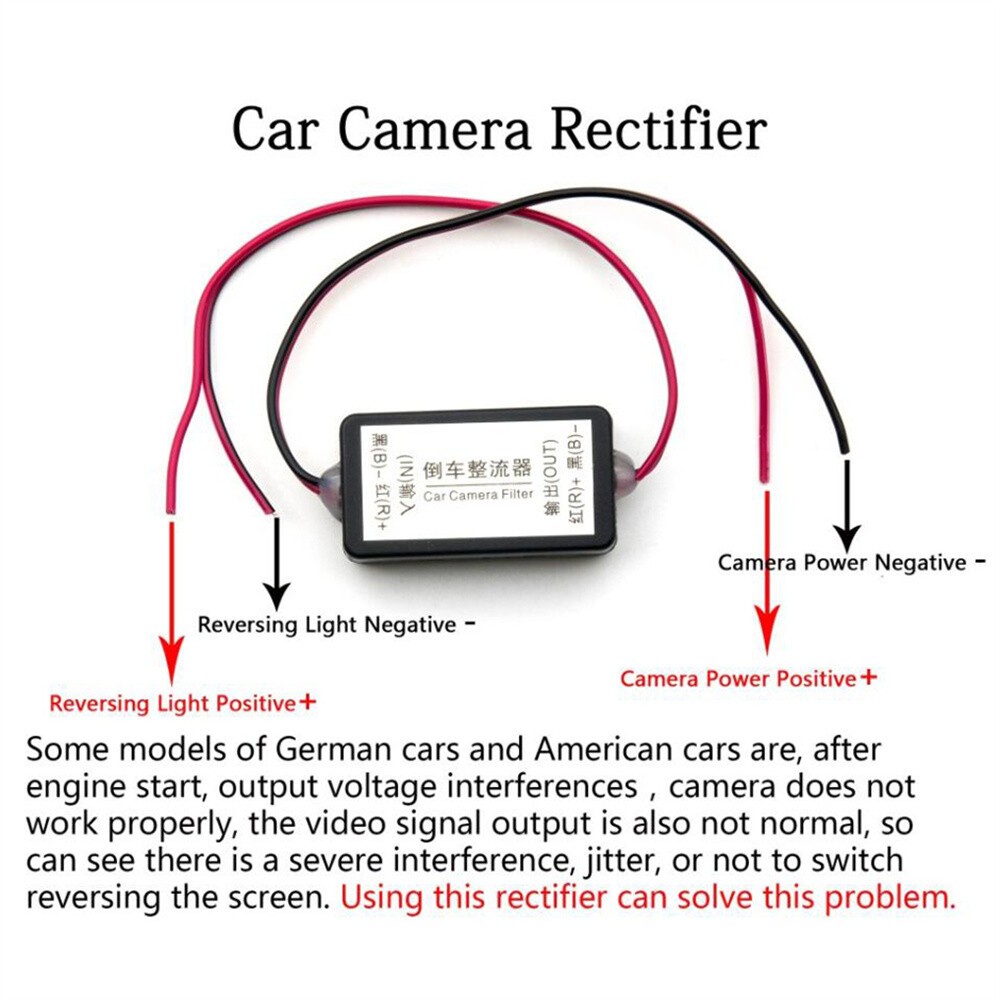 Backup Auto Car Rear View Rectifier 12V DC Power Relay Capacitor Camera Filter