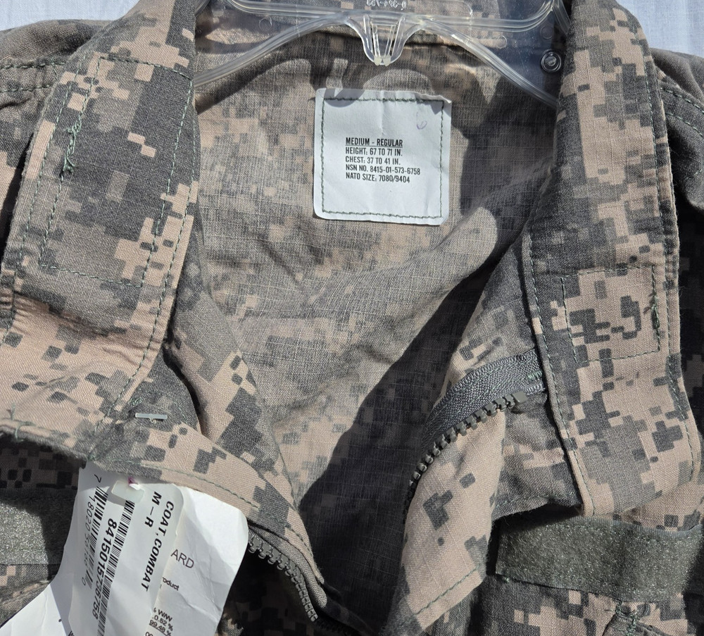 Army Combat Uniform ACU Coat Flame-Resistant Medium Regular Insect-Repellent NWT