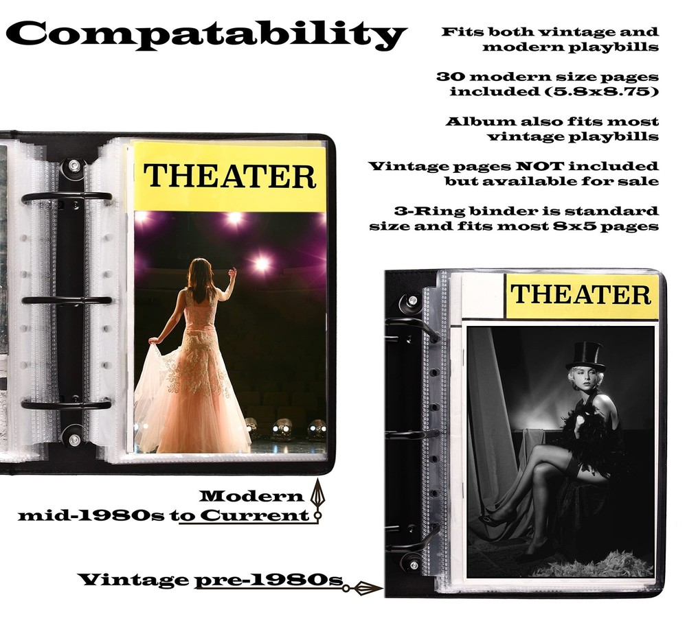 2Fold Binder Holding Broadway Play Program and Theater Programs with 30 Custom