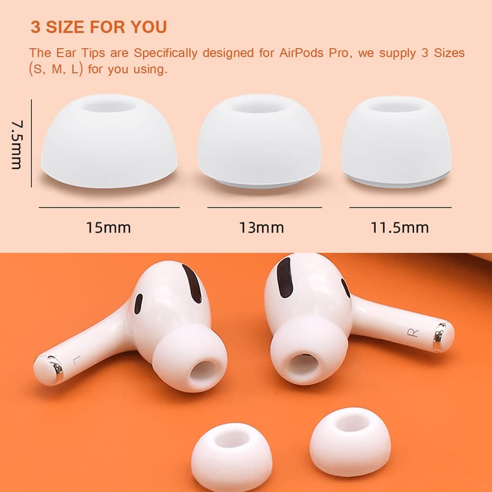 Replacement Ear Tips for AirPods Pro with Noise Reduction Hole, White
