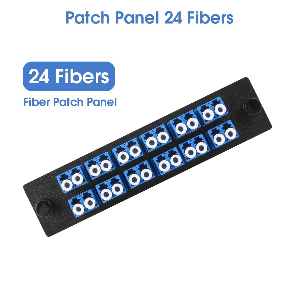 12 Duplex LC/UPC Fiber Patch Panel with Duplex Singlemode Blue LC Adapters, 2...