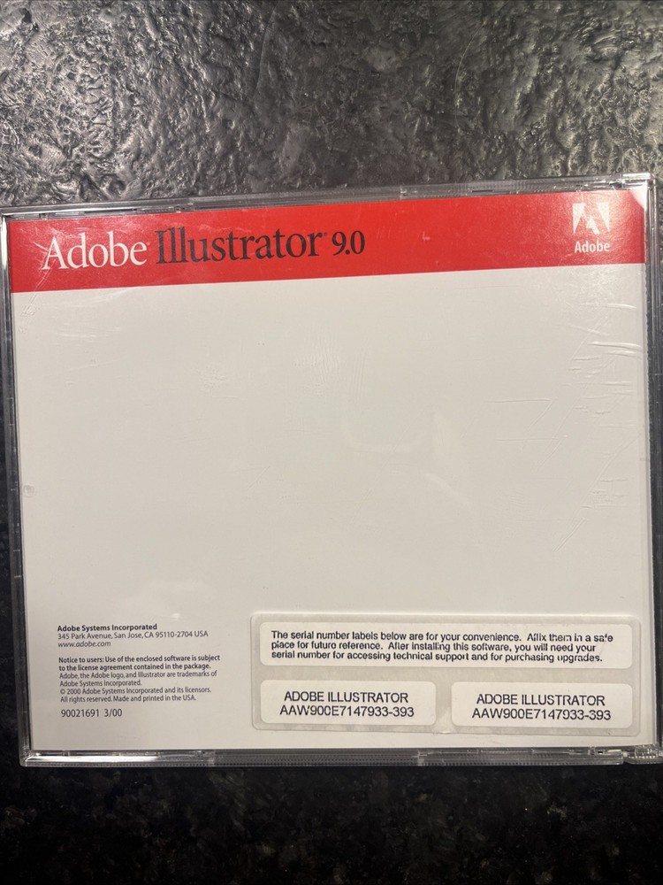 Adobe Illustrator 9 Education Version for Macintosh Mac CD W/ Serial Numbers