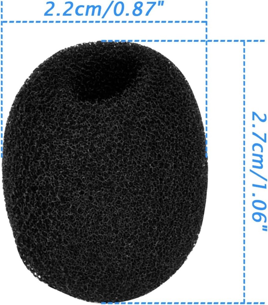 5 Pack Mini-size Lapel Headset Microphone Windscreen, Black