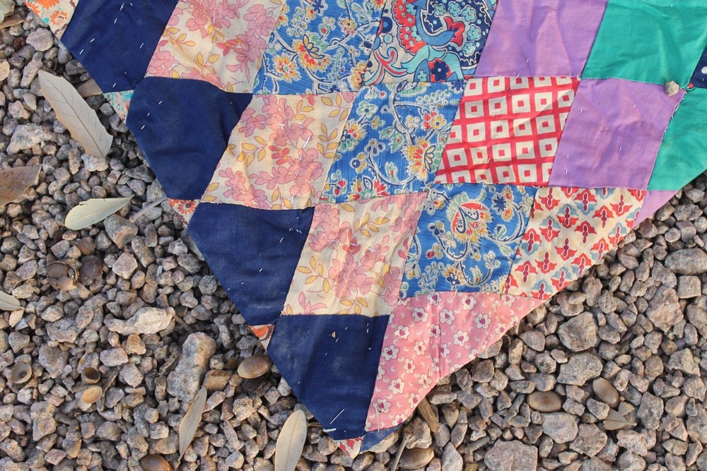 Antique Diamond Patchwork Quilt RARE