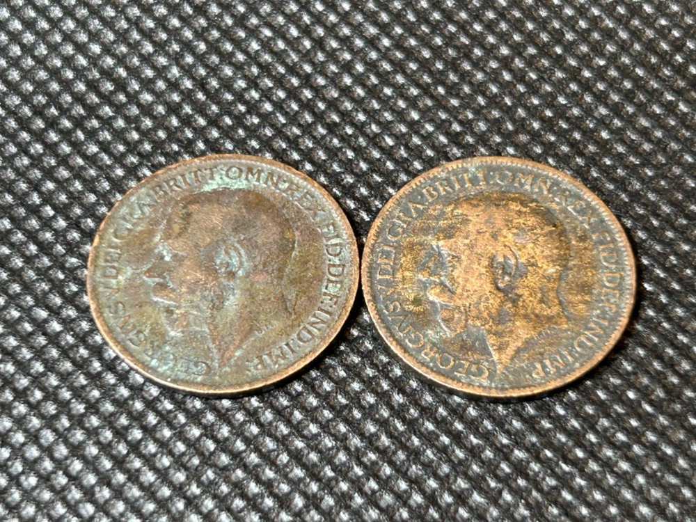 2 ~ 1916 & 1917 Farthing - Edward V British Copper Coins