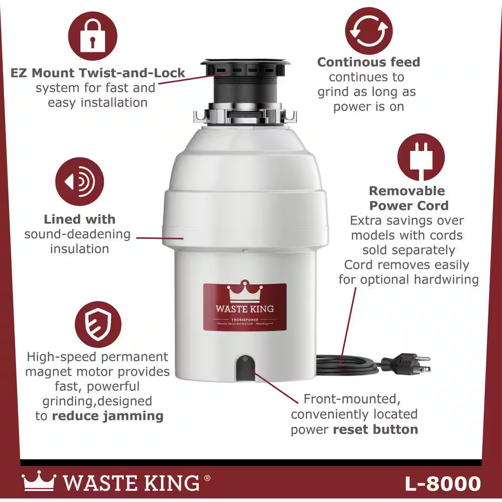 Legend 1 HP Continuous Feed Garbage Disposal