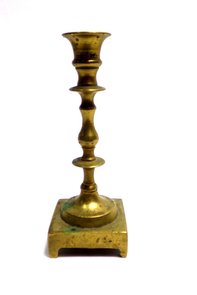 VINTAGE 4 5/8" SOLID BRASS SMALL GOTHIC TAPER CANDLE HOLDER SET