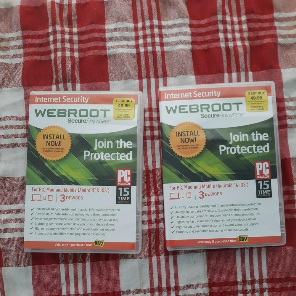 Webroot Secure Anywhere Internet Security 2 Copys OPENED but UNUSED