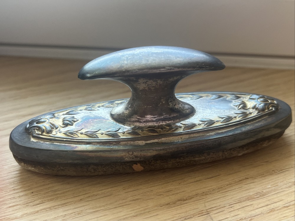 Vintage Silverplate Nail Buffer Victorian Style Vanity Accessory