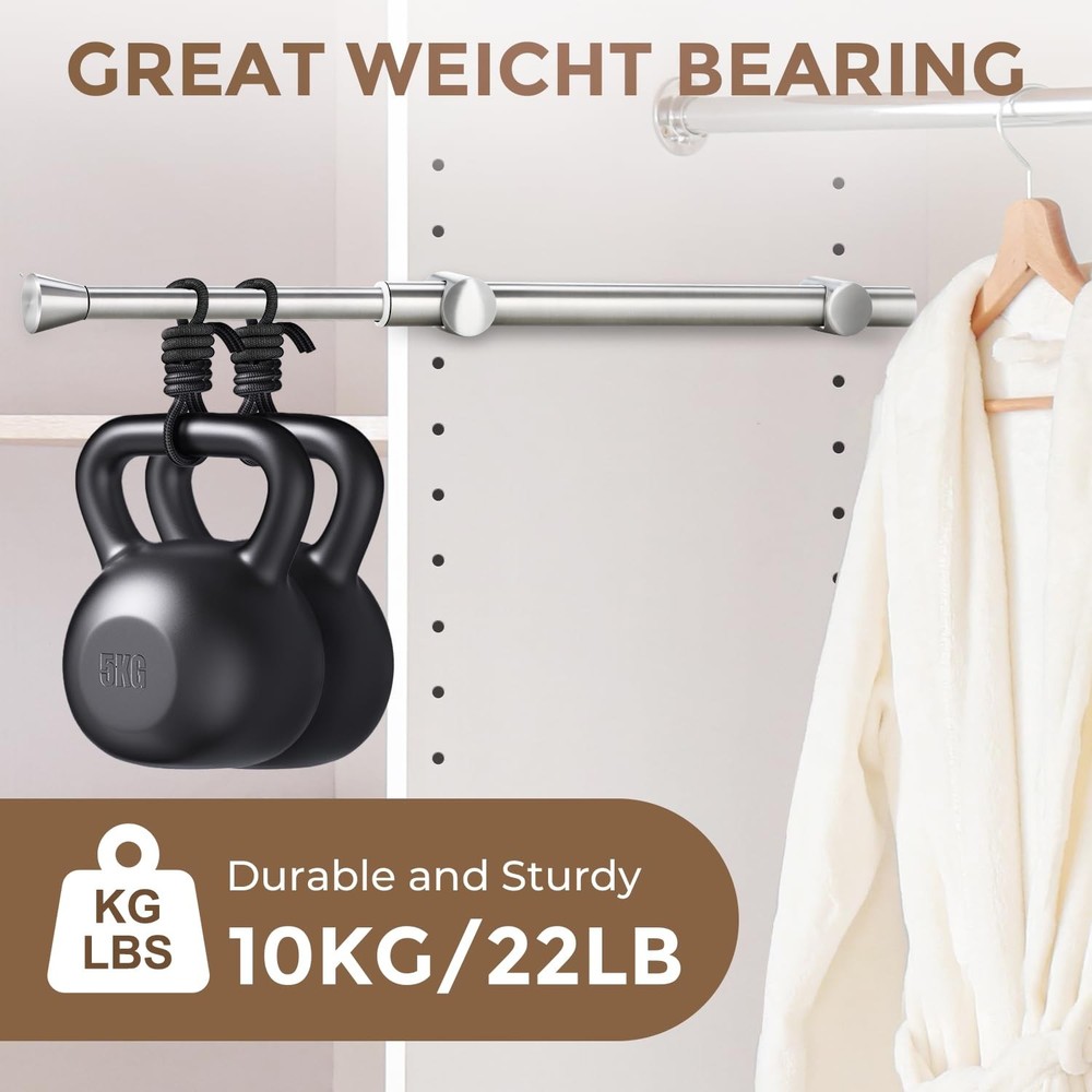 12" Valet Rod for Closet Pull Out, Adjustable Expandable 1PC, Silver