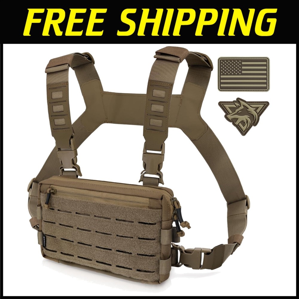 Coyote Brown Chest Rig Pack - Multiple Compartments
