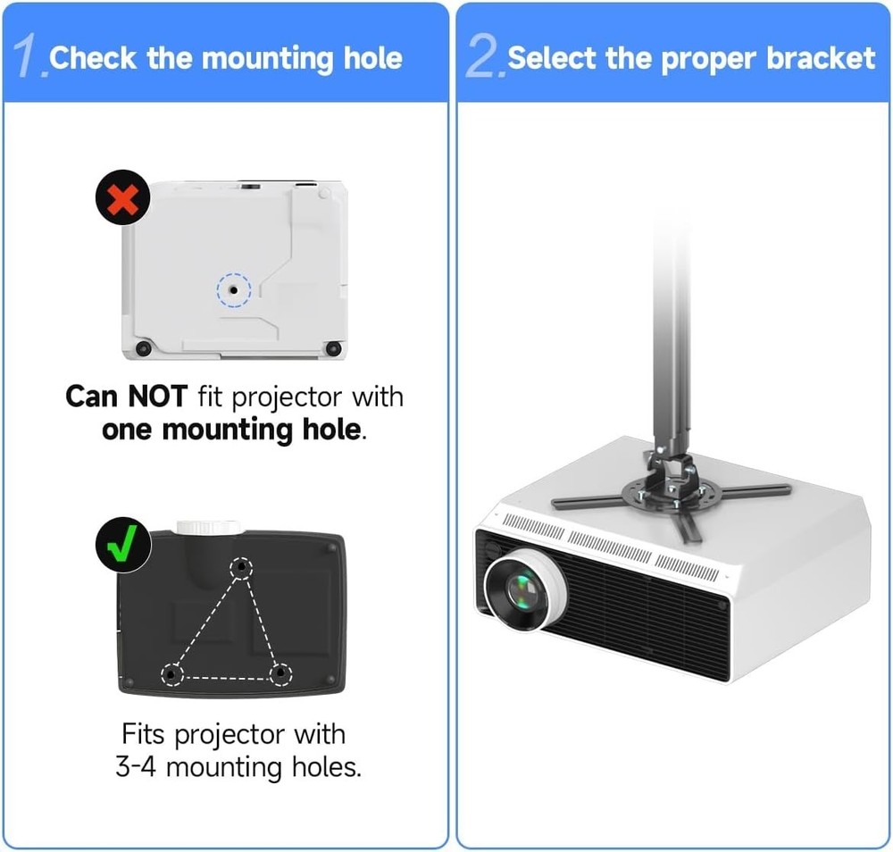 Extendable Projector Ceiling Bracket - Height Adjustable