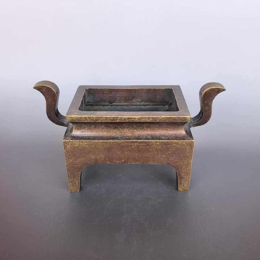 Pure Copper Imitation Purple Copper Rectangular Curved Ear Incense Burner