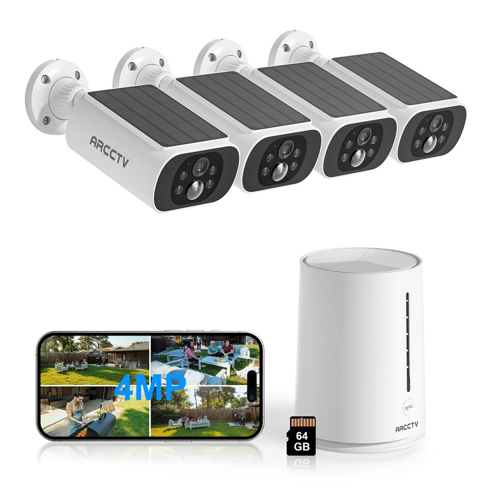 ARCCTV Solar Battery Powered Wifi Security Camera System Wireless Outdoor Audio