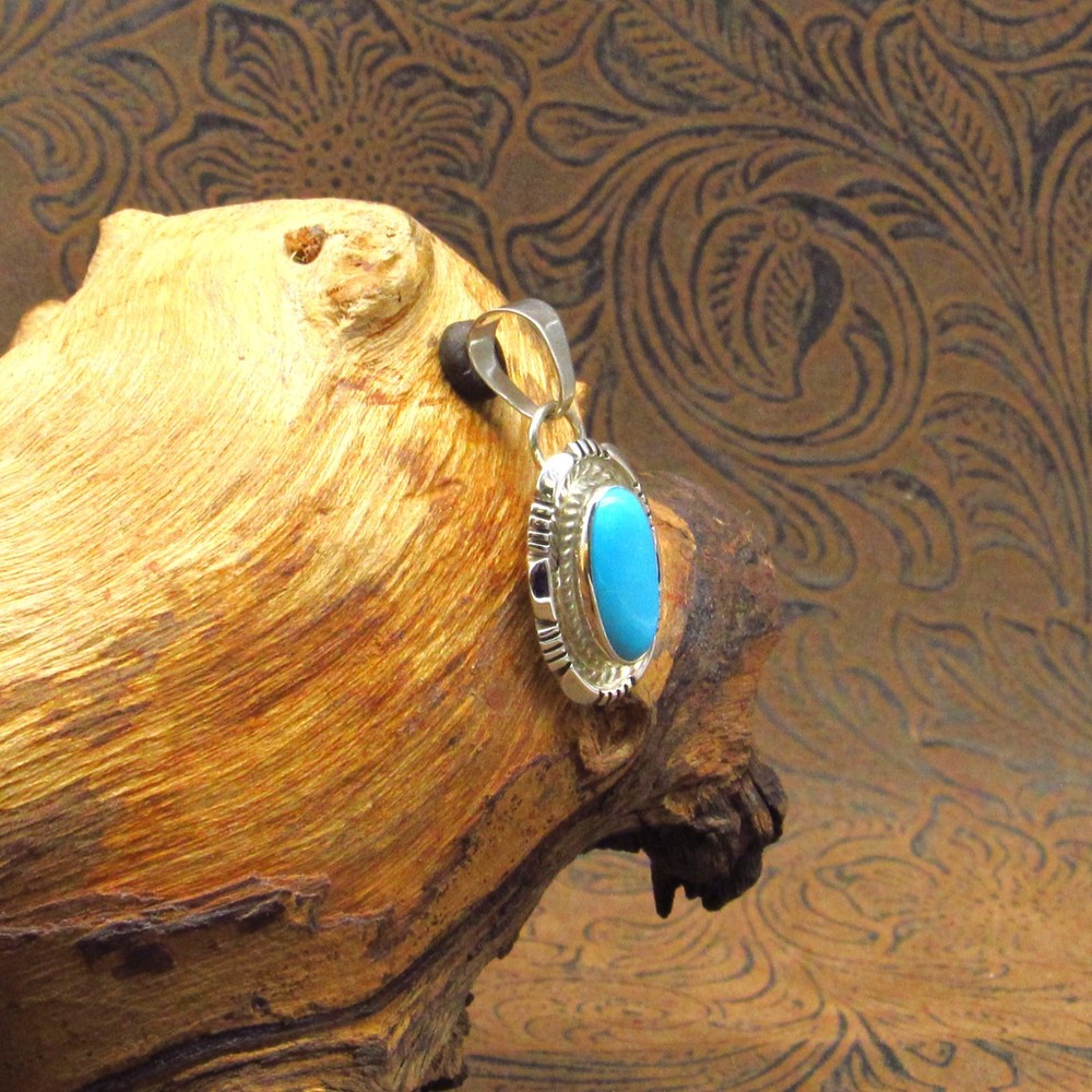 *Pure Blue Turquoise Sterling Silver Pendant