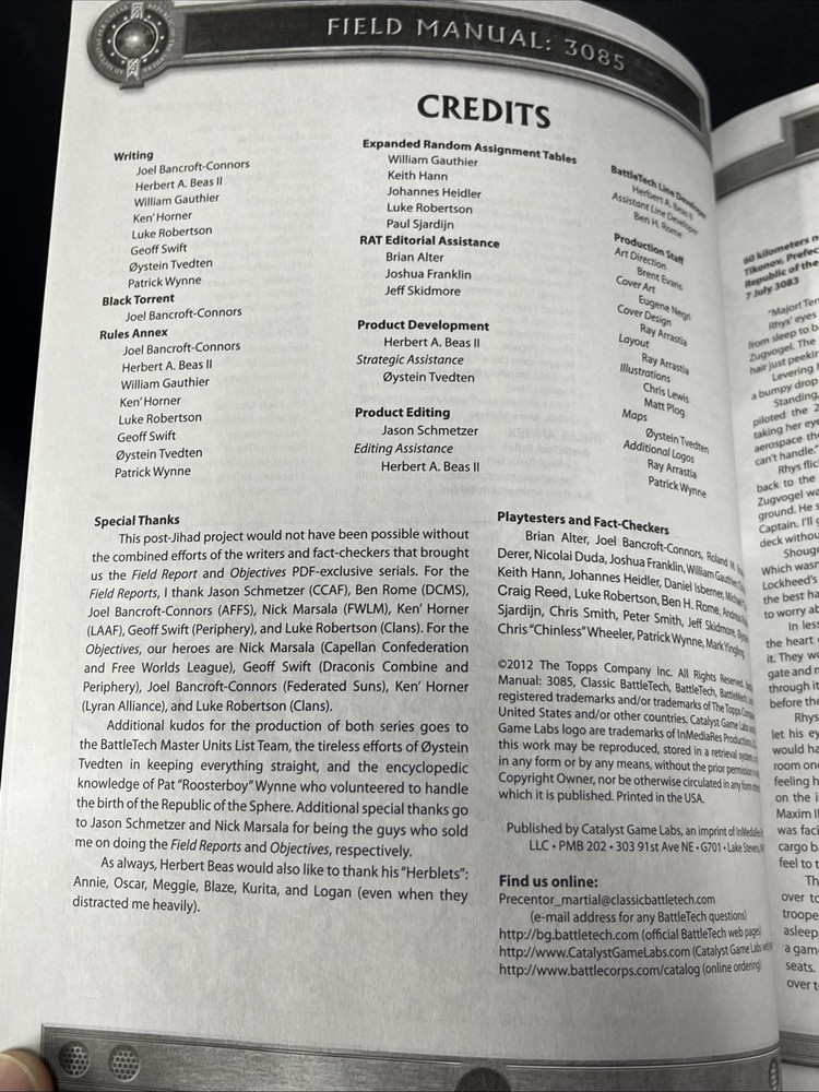 BattleTech Field Manual: 3085 by Catalyst Game Labs