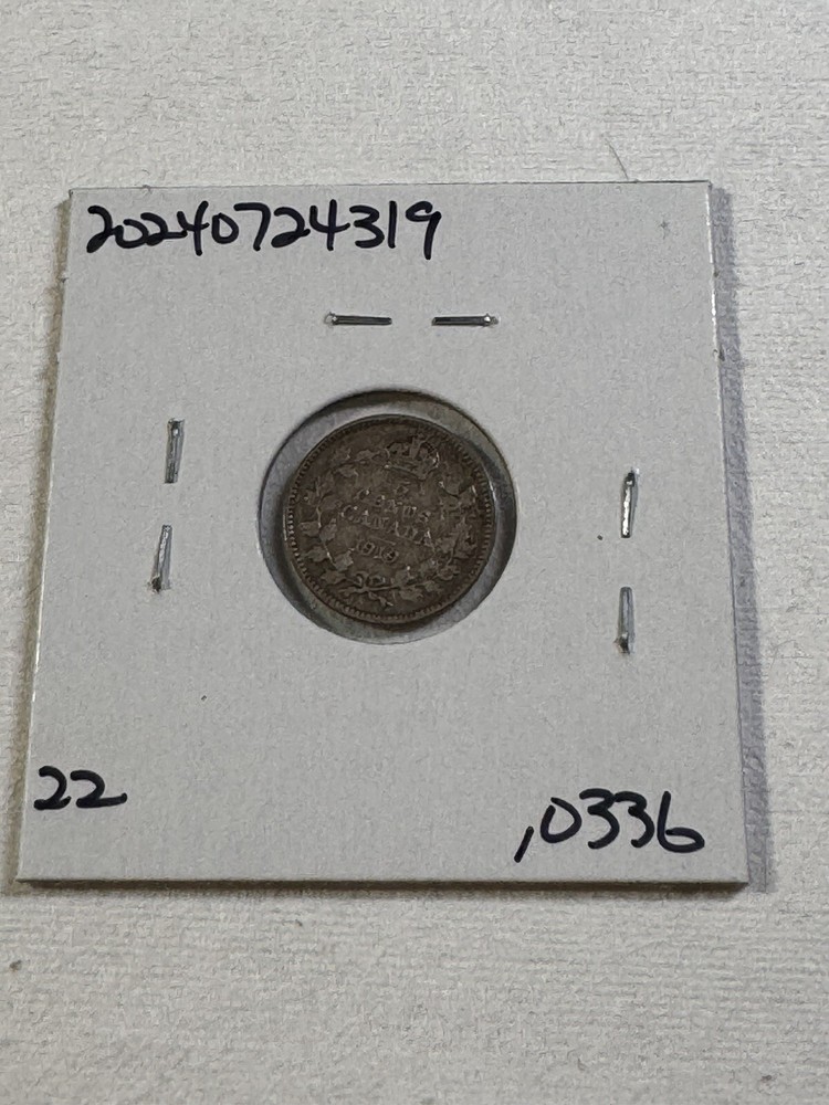 1919 Canada 5 Cents Small Silver Coin Damaged
