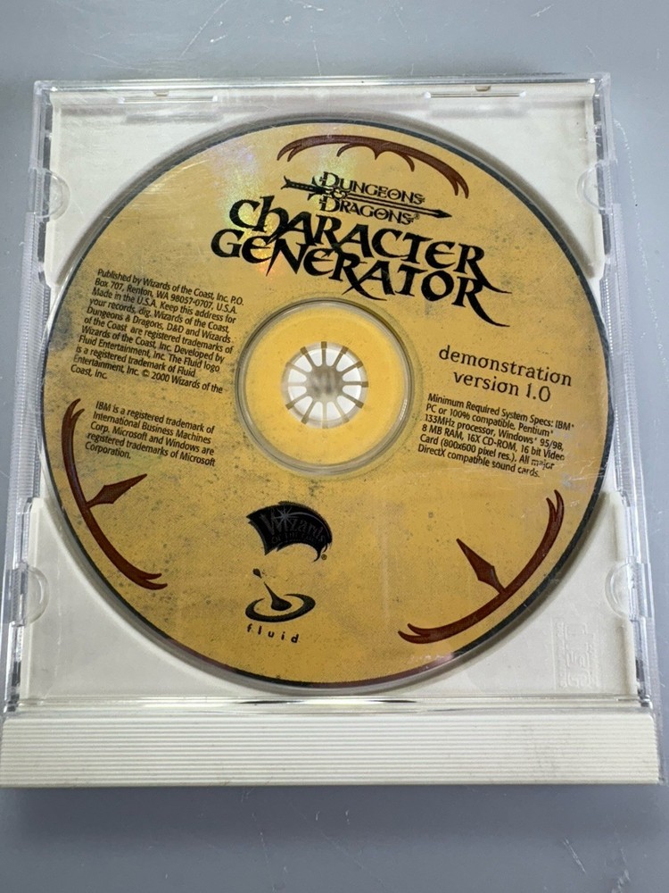 Dungeons & Dragons Character Generator Demonstration Version 1.0 - Disc Only