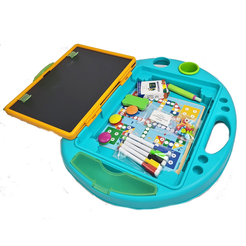 Kids 4 in 1 Art Easel Double Sided Whiteboard Chalkboard Boad Game & Accessories