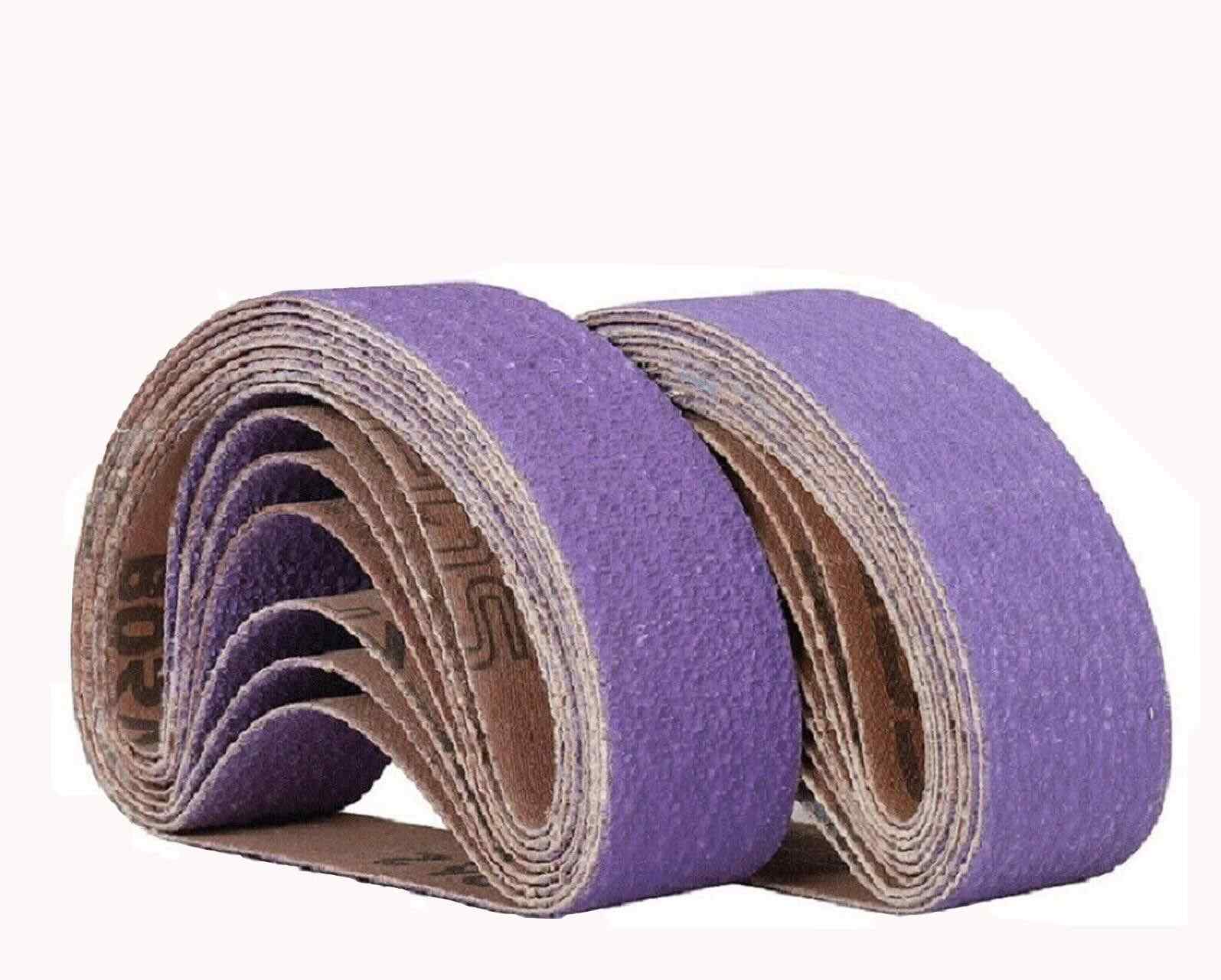 Purple File Ceramic Sanding Belts 1/2 in x 18 IN- Pack of 20 -GRIT 40,60,80-320