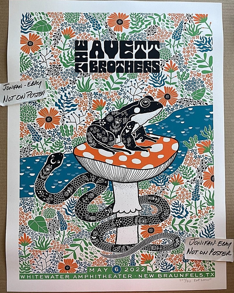 Avett Brothers Whitewater New Braunfels N1 2022 AP Screen Print Poster S/N #/310