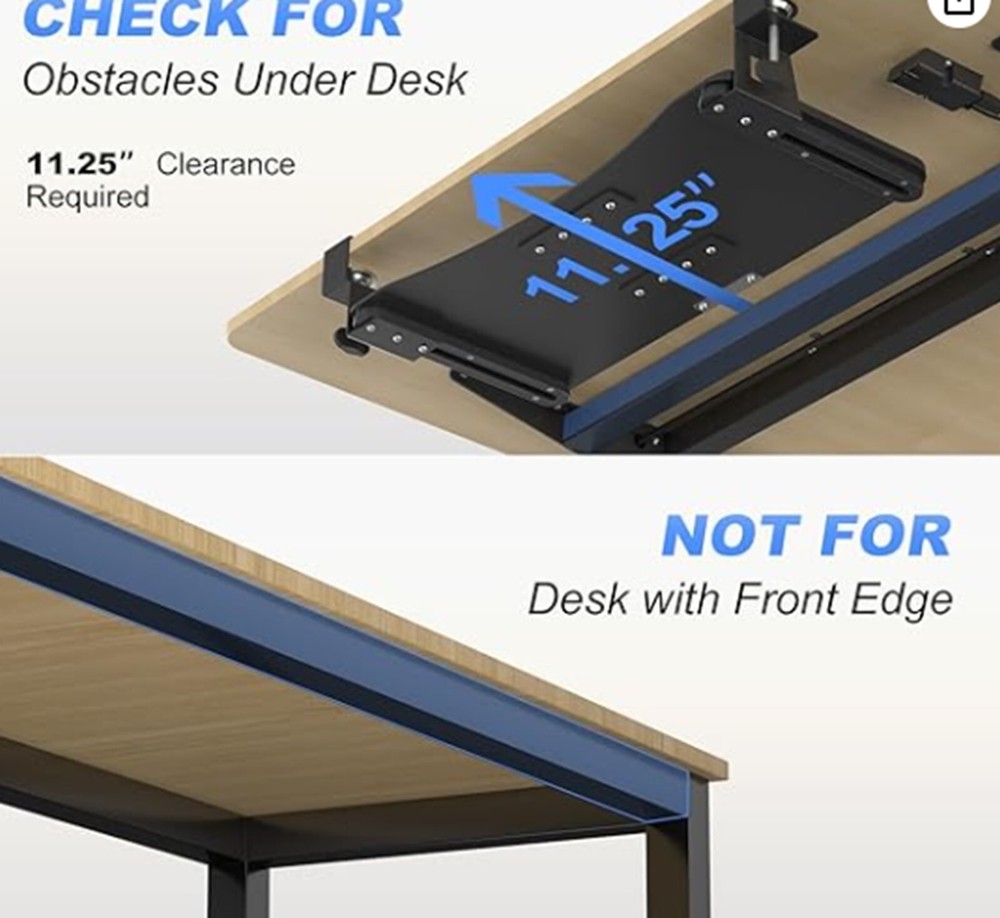 suptek Keyboard Tray Under Desk Pull Out with C Clamp Mount Computer Keyboard...