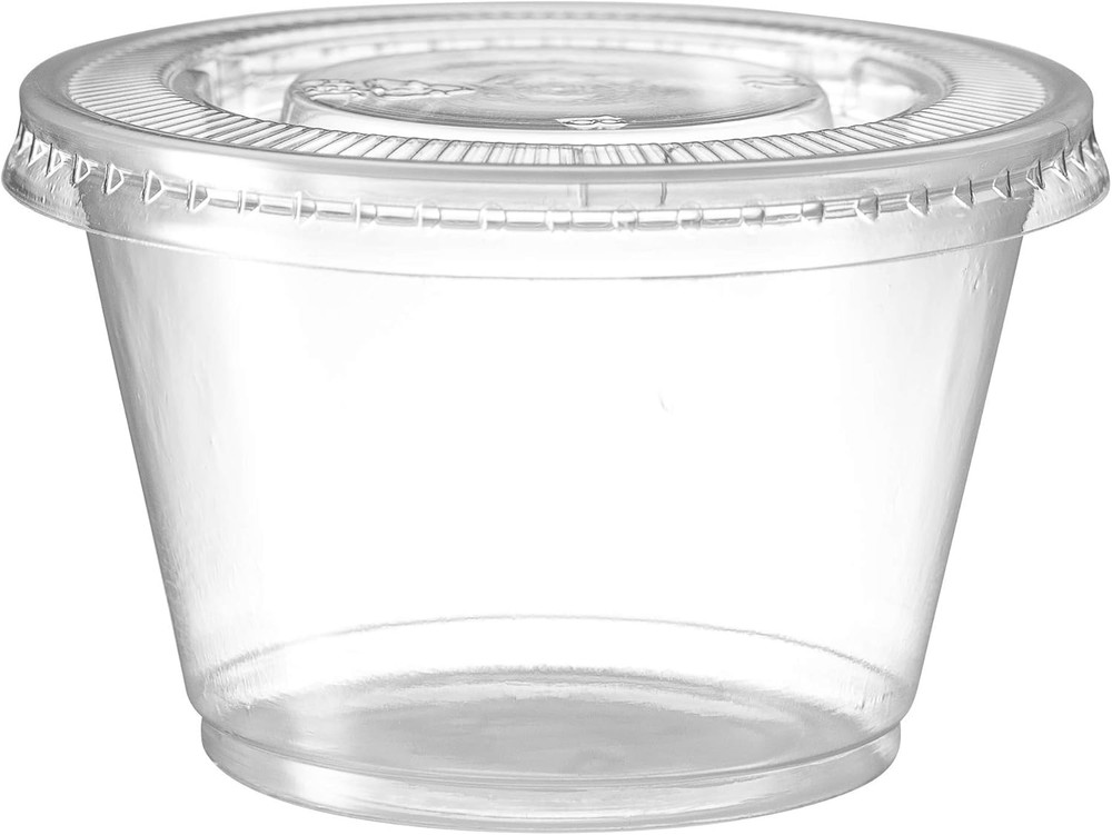 Portion Cups with Lids 4 Ounce 200 Pack Disposable Plastic Cups for Meal Prep