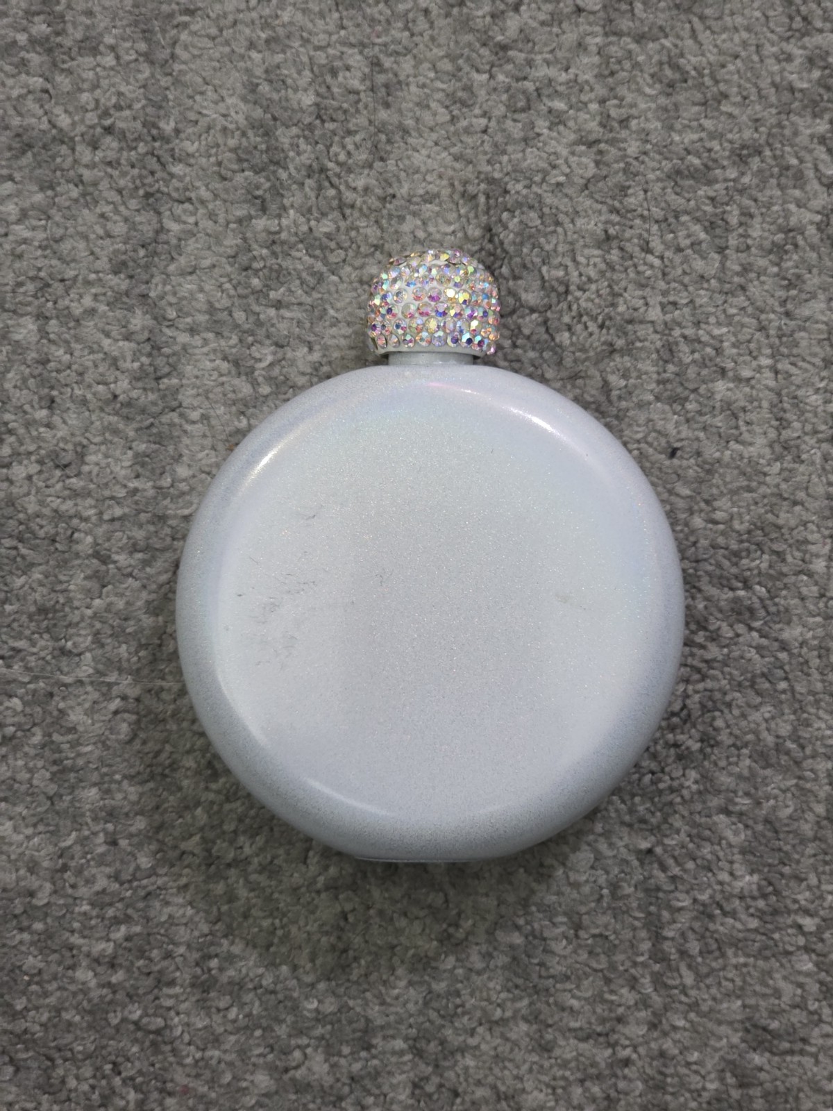 BrüMate 5oz Insulated Hip Flask Iridescent White w/ Crystal Rhinestone Cap