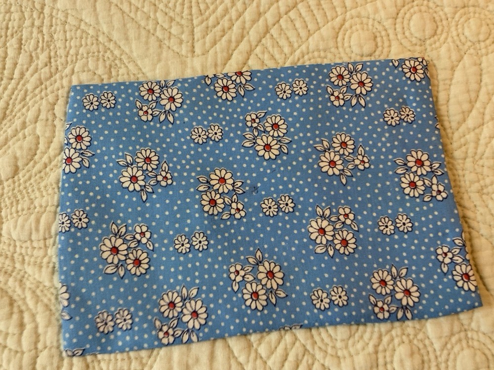 Vintage Patchwork Quilt Small Table Topper, Four Patch, Florals, Calicos