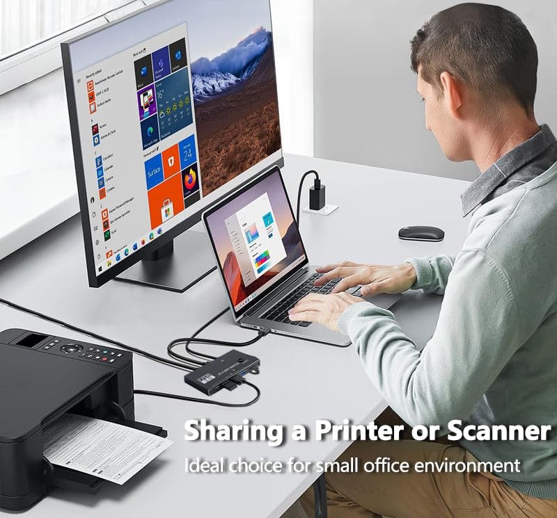 USB 3.0 Switch Selector,USB Switcher 2 Computers Sharing 3X Type A and 1x USB...