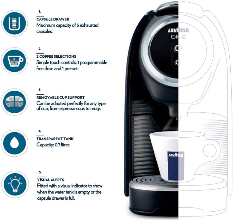 Compact Blue Coffee Maker - 2 Selections & Touch Control for Effortless Brewing