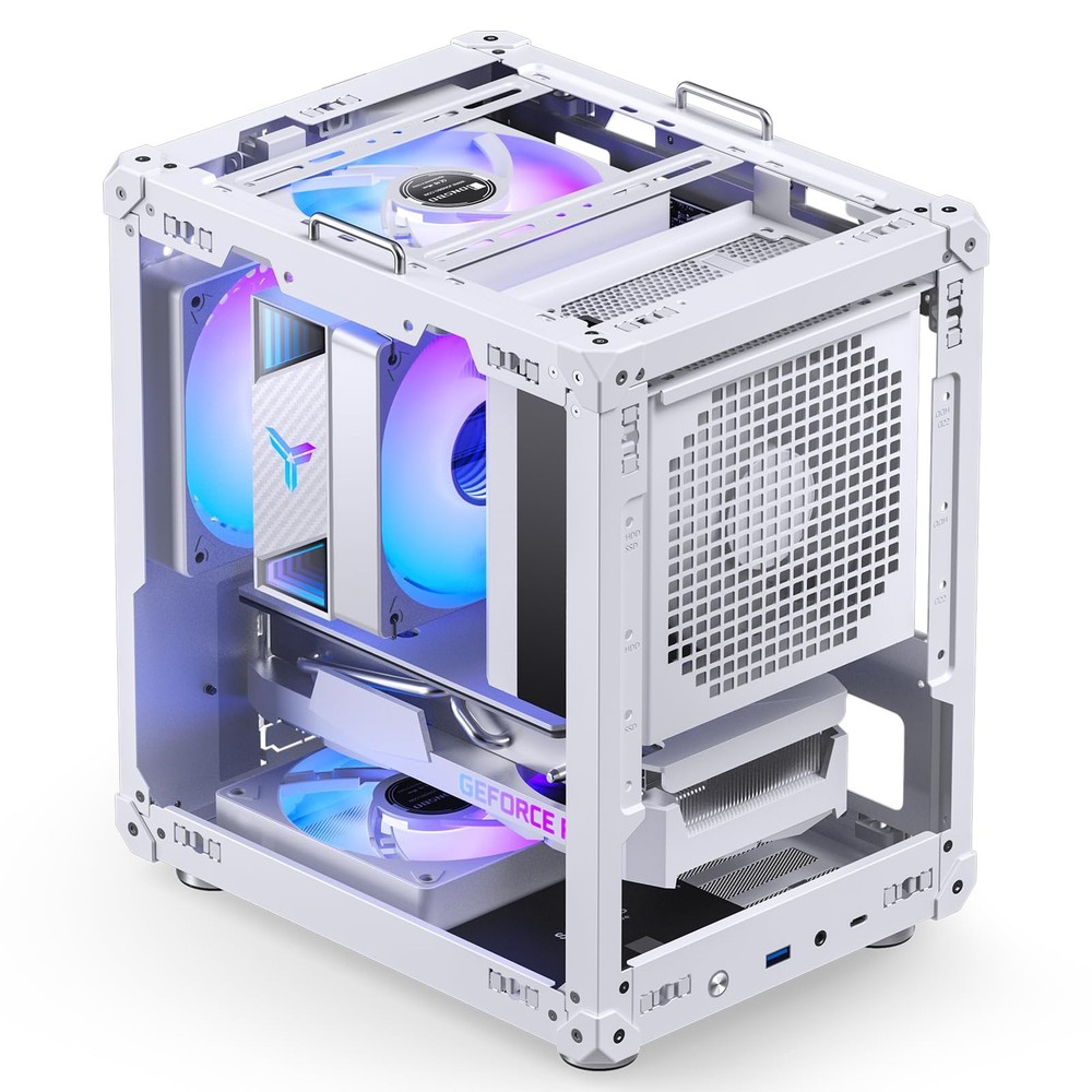 C6-ITX White Mini ITX Handled Mesh PC Case, Simple Compact Desktop ITX Chassi...
