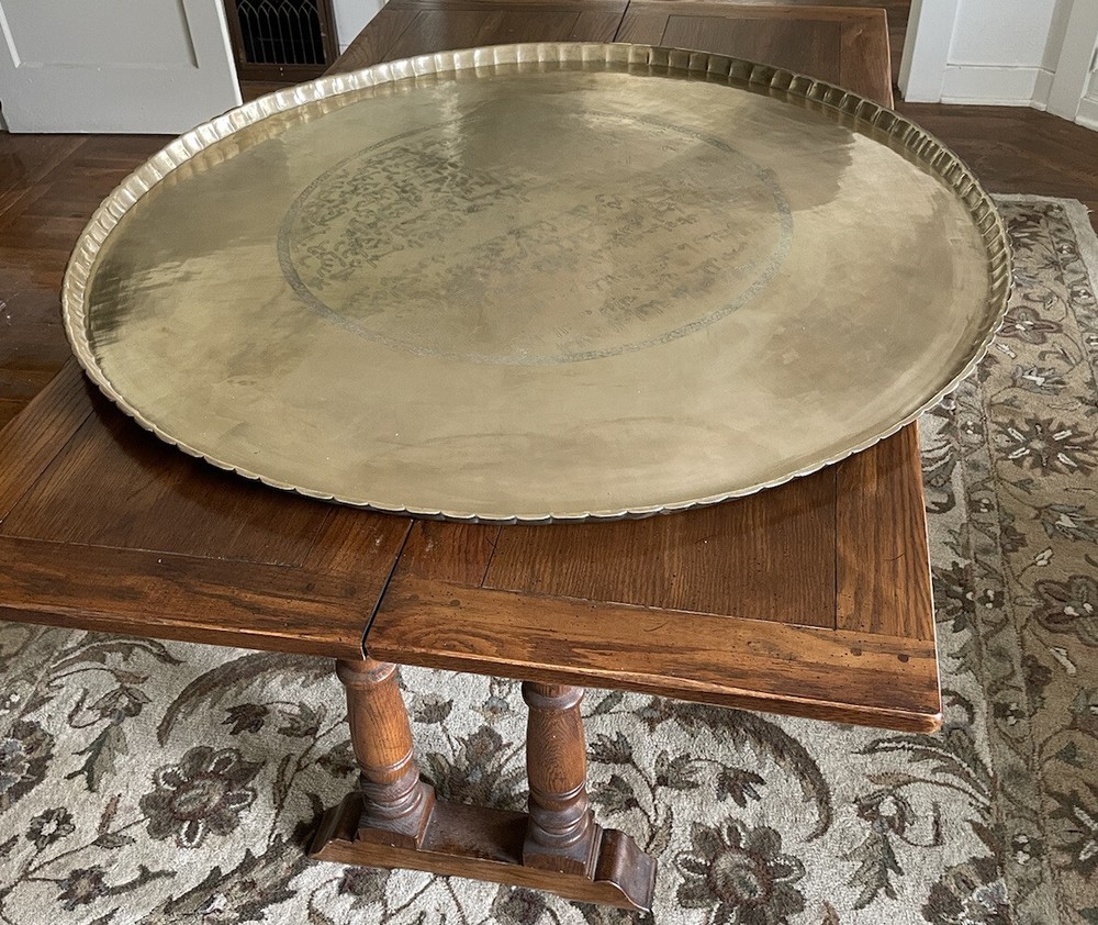 Large Solid Brass Antique Table Top and Brass Tea Kettles